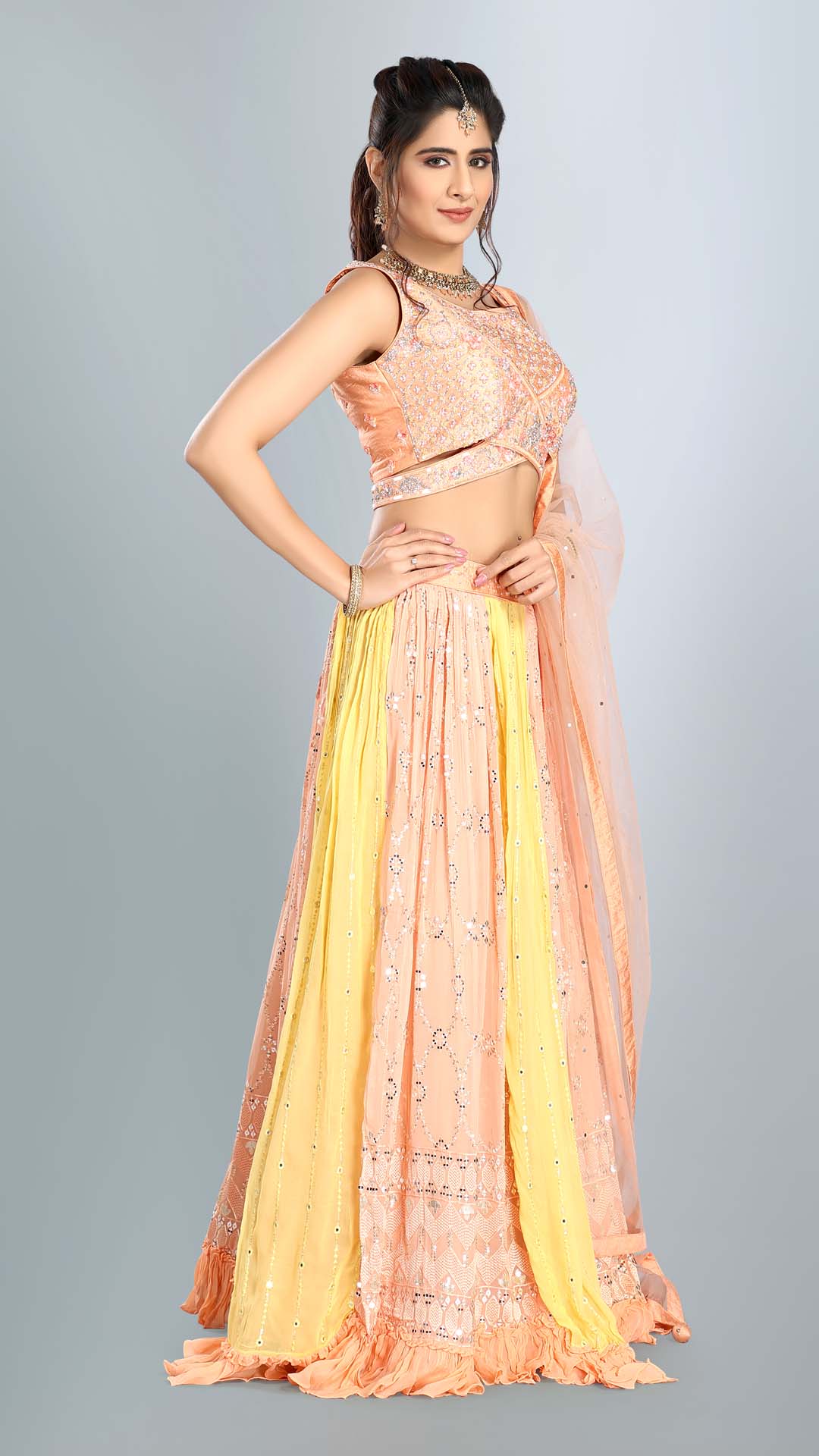 Yellow Net Lehenga Online | Buy Yellow Net Lehenga