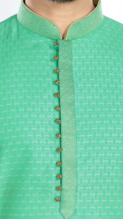 Sea Green textured Kurta Pajama